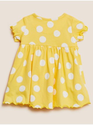 Puntíkované šaty, z čisté bavlny (0–3 roky) Marks & Spencer žlutá