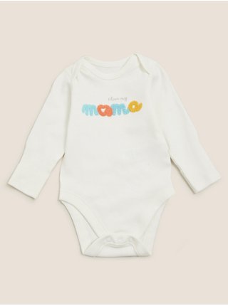 Body z čisté bavlny s nápisem Mama (3,2 kg – 12 měsíců) Marks & Spencer smetanová