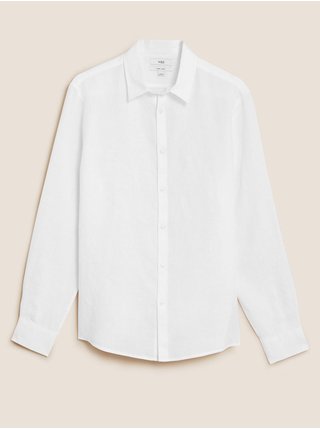Košile ze 100% lnu Marks & Spencer bílá
