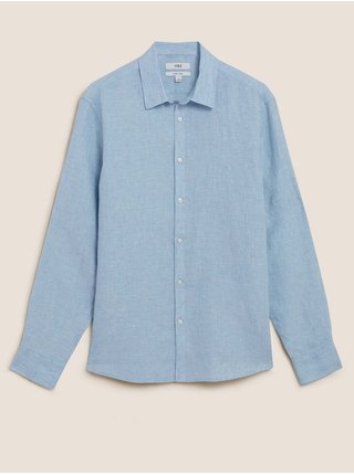 Košile ze 100% lnu Marks & Spencer modrá