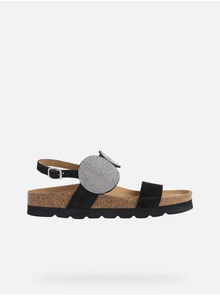 Černé dámské kožené sandály s ozdobnými detaily Geox Brionia