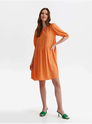 Oranžové dámské krátké šaty s balonovými rukávy TOP SECRET