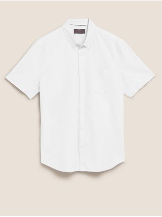 Košeľa z látky Oxford z čistej bavlny Marks & Spencer biela