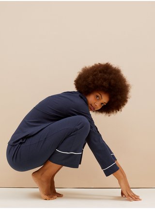 Bavlnená pyžamová súprava s modalom  Marks & Spencer námornická modrá