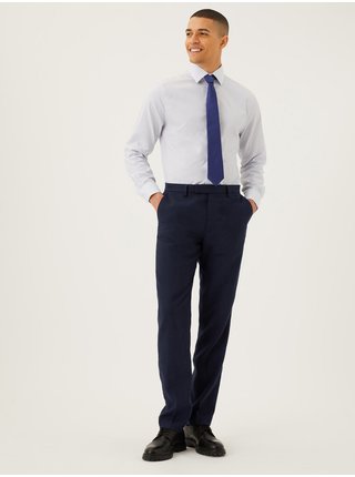 Kalhoty z italského lnu Miracle™, mírně projmutý střih Marks & Spencer námořnická modrá