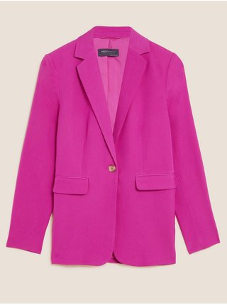 Růžový dámský volný jednořadý blejzr saténového vzhledu Marks & Spencer