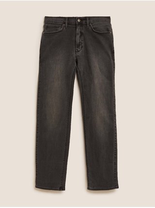 Strečové džíny rovného střihu Marks & Spencer šedá
