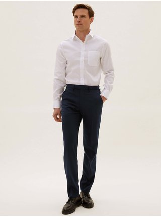 Hladké kalhoty normálního střihu s podílem bavlny Marks & Spencer námořnická modrá