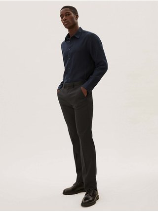 Hladké kalhoty normálního střihu s podílem bavlny Marks & Spencer černá