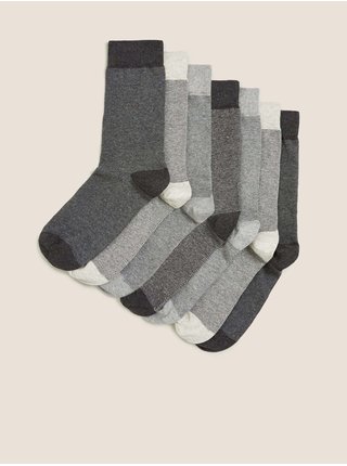 Sada sedmi párů pánských ponožek v šedé barvě  Marks & Spencer 