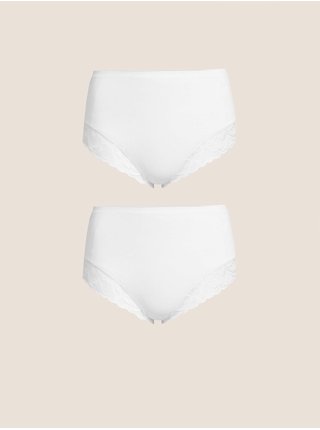 Vysoce střižené silně zpevňující kalhotky, 2 ks v balení Marks & Spencer bílá