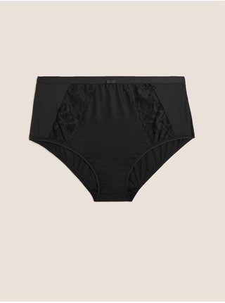 Krajkové kalhotky do pasu s lučními květy Marks & Spencer černá