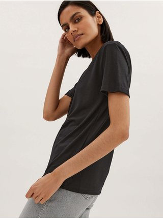 Volné tričko s krátkými rukávy Marks & Spencer černá