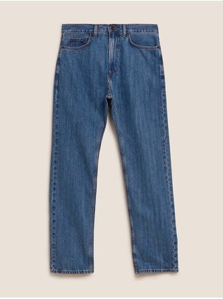 Bavlněné džíny pro velkou a vysokou postavu, normální střih Marks & Spencer modrá