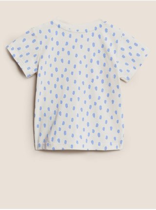 Tričko z čistej bavlny s čiarkovanou potlačou (0–3 roky) Marks & Spencer viacfarebná