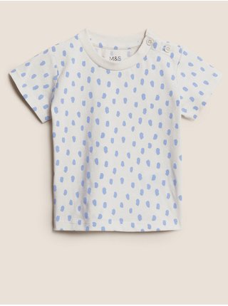 Tričko z čistej bavlny s čiarkovanou potlačou (0–3 roky) Marks & Spencer viacfarebná