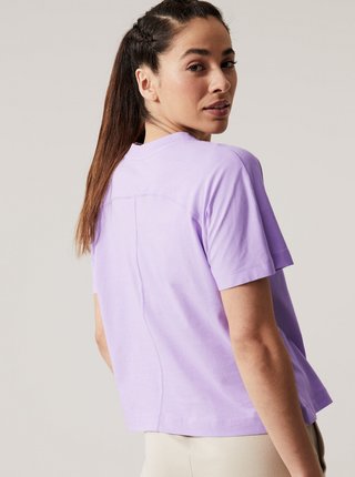 Skrátené tričko voľného strihu z čistej bavlny Marks & Spencer fialová