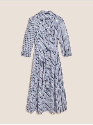 Geometrické košeľové midi šaty s opaskom Marks & Spencer viacfarebné
