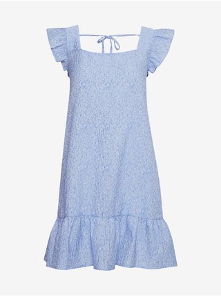 Světle modré vzorované šaty s volánem ICHI