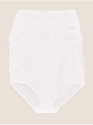 Kalhotky do pasu z bavlny s lycrou®, 5 ks v balení Marks & Spencer bílá