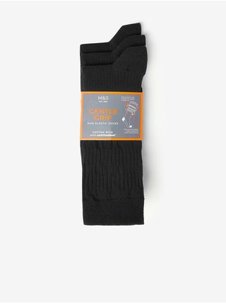 3 páry ponožek s jemným lemem Marks & Spencer černá
