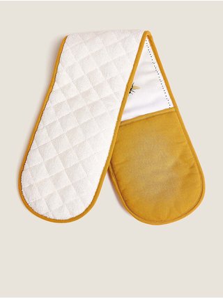 Dvojitá chňapka s včelou z čisté bavlny Marks & Spencer žlutá