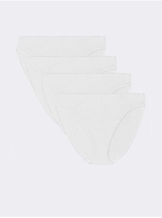 Vysoce střižené kalhotky z čisté bavlny, 4 ks v balení Marks & Spencer bílá