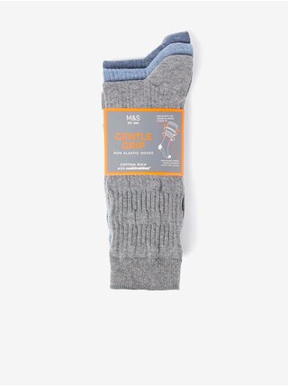 3 páry ponožek s jemným lemem Marks & Spencer modrá