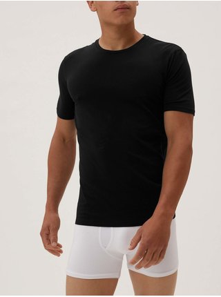 Čierne pánske tričko z prémiovej bavlny Marks & Spencer