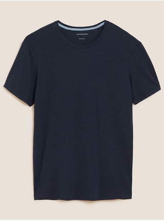 Tmavě modré pánské tričko pod košili z prémiové bavlny Marks & Spencer