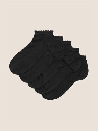 5 párov bezšvých členkových ponožiek Marks & Spencer čierna
