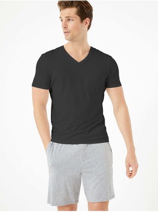 Černé pánské tričko pod košili s výstřihem do V Marks & Spencer