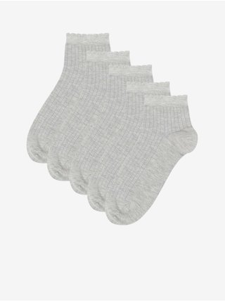 5 párov bezšvých členkových ponožiek Marks & Spencer šedá