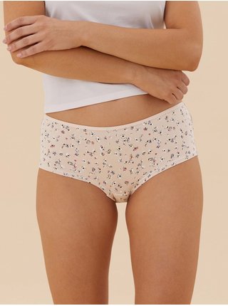 Nízce střižené kalhotky s potiskem sedmikrásek, z bavlny a lycry®, 5 ks v balení Marks & Spencer růžová