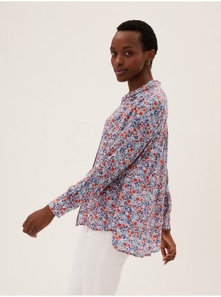 Dlhá kvetovaná košeľa normálneho strihu Marks & Spencer viacfarebná