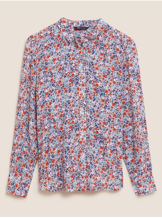 Dlouhá květovaná košile normálního střihu Marks & Spencer vícebarevná