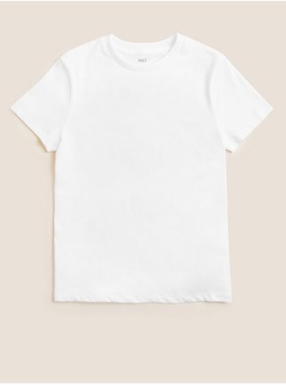 Jednobarevné tričko z čisté bavlny Marks & Spencer bílá