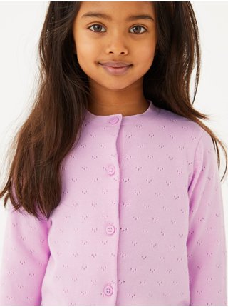 Kardigan z čisté bavlny (2-7 let) Marks & Spencer růžová