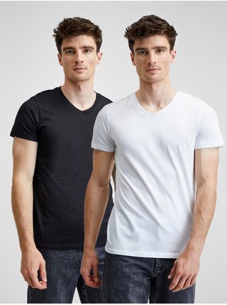 Sada dvou pánských basic triček v černé a bílé barvě Diesel