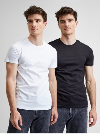 Sada dvoch pánskych basic tričiek v čiernej a bielej farbe Diesel