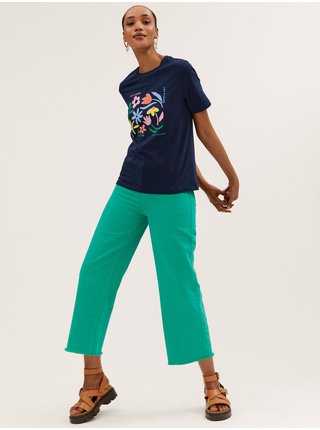 Tričko z čistej bavlny s potlačou, rovný strih Marks & Spencer viacfarebné