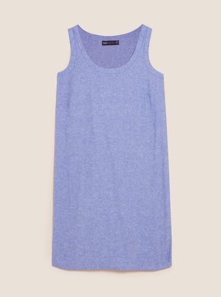 Splývavé šaty bez rukávů s vysokým obsahem lnu Marks & Spencer modrá