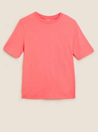Tričko z čistej bavlny, rovný strih Marks & Spencer ružová