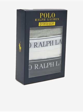 Sada tří slipů v černé, šedé a bílé barvě Ralph Lauren