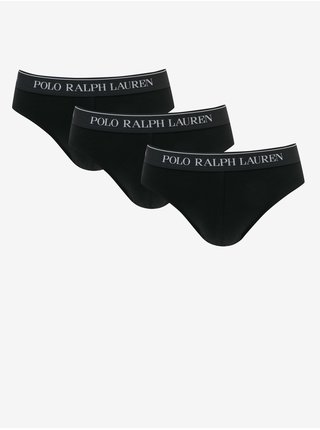 Sada tří slipů v černé barvě Ralph Lauren