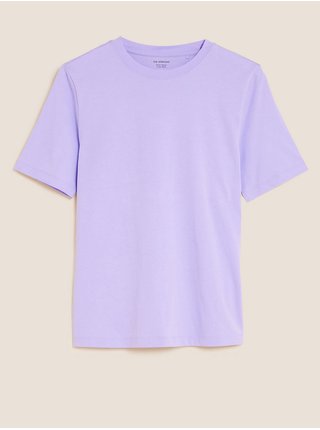 Tričko z čisté bavlny, rovný střih Marks & Spencer fialová