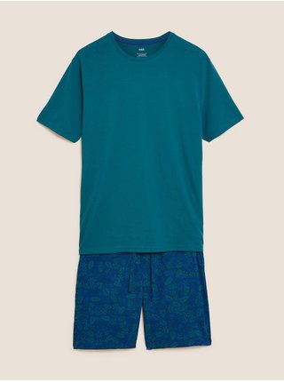 Pyžamová souprava z čisté bavlny, s potiskem listů Marks & Spencer zelená
