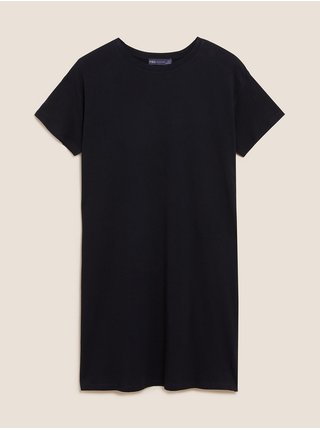 Tričkové šaty z čisté bavlny v délce ke kolenům Marks & Spencer černá