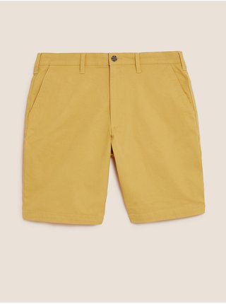 Strečové chino šortky Marks & Spencer žlutá