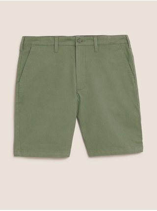 Strečové chino šortky Marks & Spencer zelená
